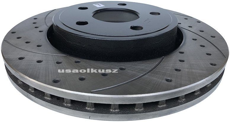 Przednia WIERCONA nacinana tarcza hamulcowa BLACK Jeep Grand Cherokee 2005-2010