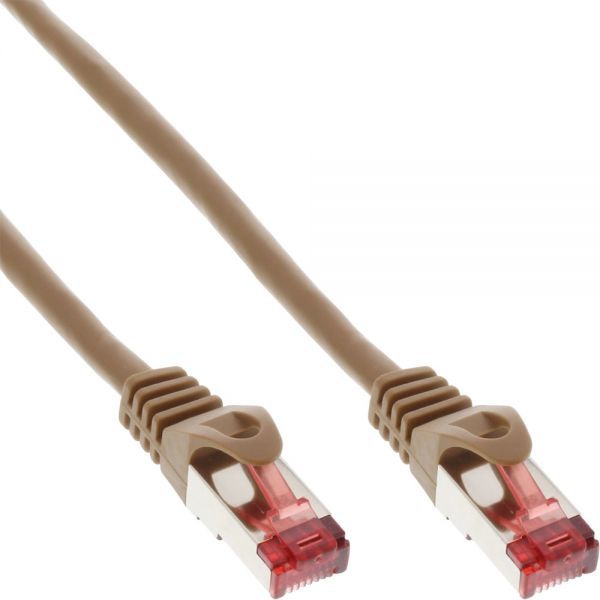 InLine Patchcord S/FTP, PiMF, Cat.6, 250MHz, PVC, brązowy 25m 76425K