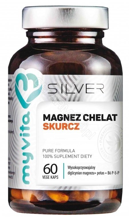 MyVita Magnez chelat Skurcz diglicynian magnezu + witamina B6 P-5-P + potas 60 kapsułek Silver Pure
