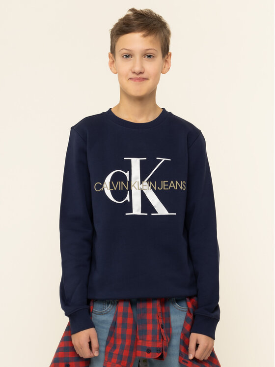 Calvin Klein Jeans Bluza Monogram Logo IU0IU00069 Granatowy Regular Fit