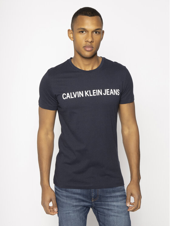 Calvin Klein Jeans T-Shirt Core Institutional Logo J30J307855 Granatowy Regular Fit