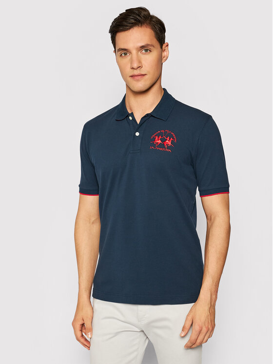 La Martina Polo CCMP01 PK001 Granatowy Regular Fit