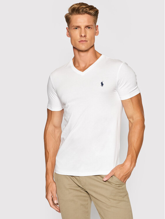 Ralph Lauren Polo T-Shirt 710671453008 Biały Slim Fit