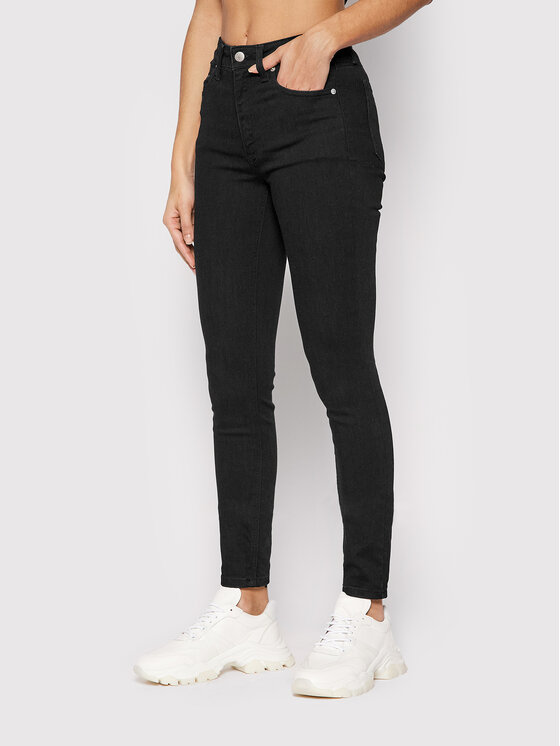 Spodnie damskie - Calvin Klein Jeans Jeansy Skinny Fit High Rise J20J214104 Czarny Skinny Fit - grafika 1