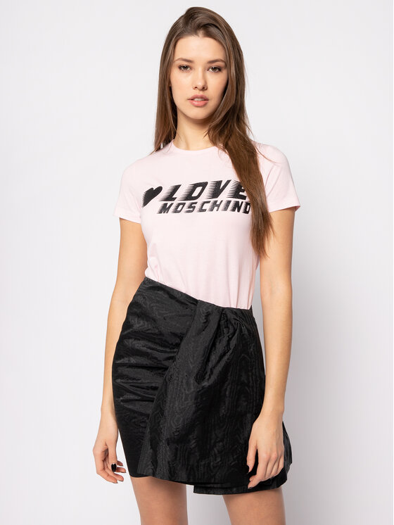 Love Moschino T-Shirt W4F7358E 1698 Różowy Regular Fit