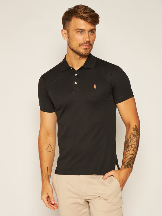 Ralph Lauren Polo Polo Ssl-Knt 710685514002 Czarny Slim Fit