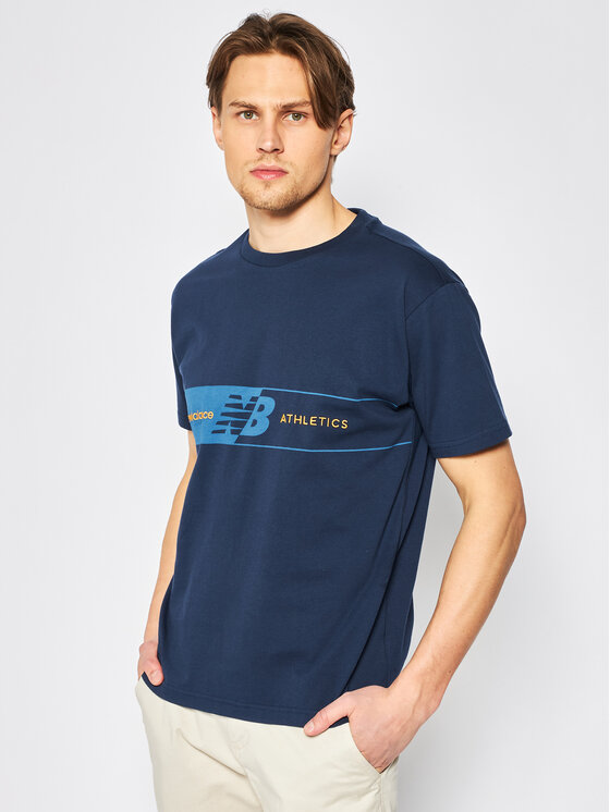 New Balance T-Shirt Keylinet MT01510 Granatowy Relaxed Fit