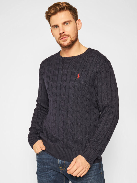 Ralph Lauren Polo Sweter 710775885001 Granatowy Regular Fit
