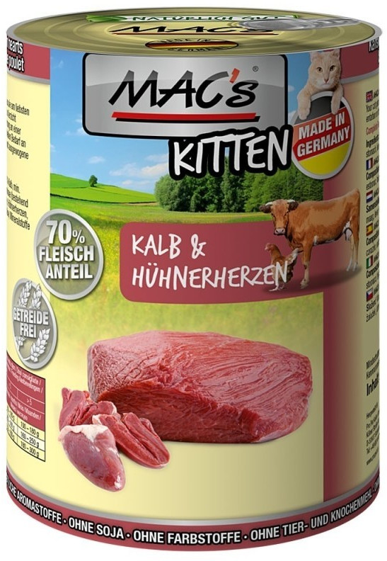 Mac´S Kitten Cielęcina z kurzymi sercami Mokra Karma dla kociąt op 400g
