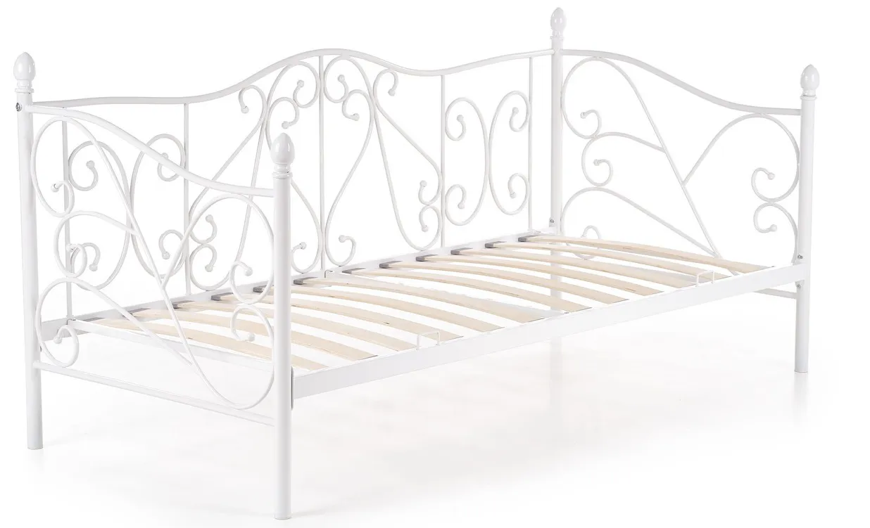 Białe Pojedyncze Metalowe Łóżko Jednoosobowe M3-P74