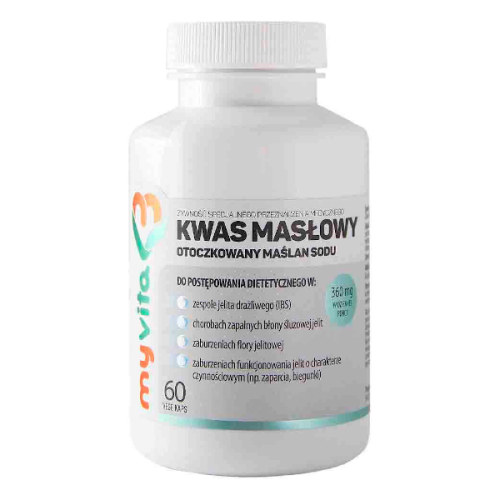 MyVita Kwas masłowy otoczkowany maślan sodu 360 mg 60 kapsułek vege 5903021592125