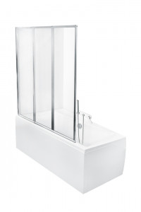 Besco AMBITION PREMIUM 3 AMBITION PREMIUM 3 PARAWAN NAWANNOWY 140X130 TRZYSKRZYDŁOWY SZKŁO PRZEJRZYSTE PAP-3S