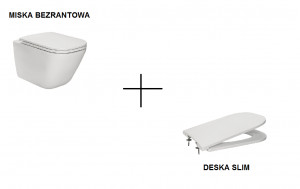 ROCA A34647L000 + A801482211 Gap Miska WC podwieszana Rimless ROCA A34647L000 + Gap Deska WC SLIM wolnoopadająca duroplast ROCA A