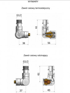 KOMEX 2ST/VI205/P/PEX Zawory termostatyczne VISION osiowo prawe z głowicą KOMEX na Pex