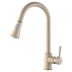 LAVEO BLD 469D DARU Bateria zlewozmywakowa stojąca z wyciąganą wylewką Jednouchwytowa Sposób montażu: stojący Głowica: 35 mm Zasięg wylewki: 229 mm Wykończenie: beż