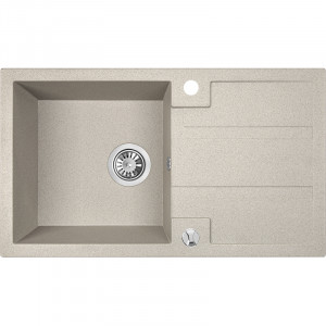 LAVEO SBB 411T BARBADOS Zlewozmywak granitowy 1 komora z ociekaczem Wymiary: 440x760x194 mm Kolor: beż W zestawie z syfonem Space Saving i korkiem automatycznym