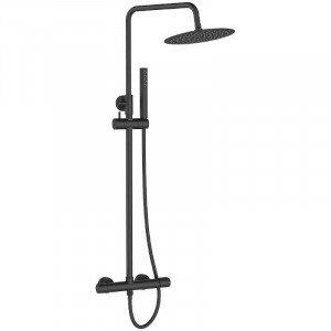 LAVEO PLP 70OB PRETTO Kolumna natryskowa z baterią Długość drążka: 885-1495 mm Wysokość: 885-1495 mm Szerokość: 281 mm Głębokość: 445 mm Wymiar słuchawki: 221x32 mm Długość węża: 1500 mm Wykończenie: czarne