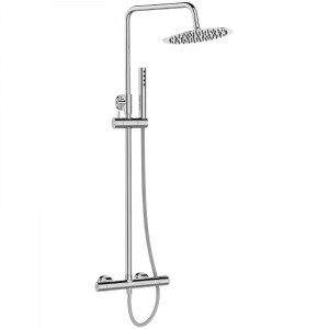 LAVEO PLP 00OB PRETTO Kolumna natryskowa z baterią Długość drążka: 885-1495 mm Wysokość: 885-1495 mm Szerokość: 281 mm Głębokość: 445 mm Wymiar słuchawki: 221x32 mm Długość węża: 1500 mm Wykończenie: chrom