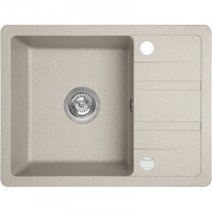 LAVEO SBY 413T STELLA Zlewozmywak granitowy 1 komora z półociekaczem Wymiary: 440x580X150 mm Kolor: beż W zestawie z syfonem Space Saving i korkiem automatycznym