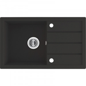 LAVEO SBP 711T TRZYNASTKA Zlewozmywak granitowy 1 komora z ociekaczem Wymiary: 480x790x170 mm Kolor: czarny W zestawie z syfonem Space Saving i korkiem automatycznym