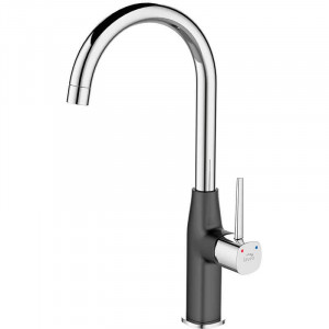 LAVEO BAP 768D POLLA Bateria zlewozmywakowa stojąca z wylewką U Jednouchwytowa Sposób montażu: stojący Głowica: 25 mm Zasięg wylewki: 167 mm Wykończenie: czarne/chrom