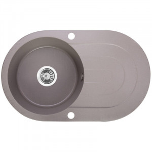 LAVEO SBD 581T DAFNE Zlewozmywak granitowy 1 komora z ociekaczem Wymiary: 470x780x190 mm Kolor: szary W zestawie z syfonem Space Saving i korkiem automatycznym