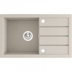LAVEO SBP 411T TRZYNASTKA Zlewozmywak granitowy 1 komora z ociekaczem Wymiary: 480x790x170 mm Kolor: beż W zestawie z syfonem Space Saving i korkiem automatycznym