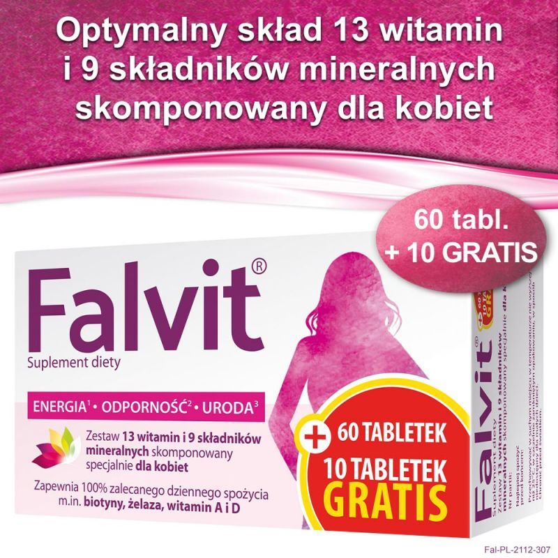 Jelfa PRZEDSIĘBIORSTWO FARMACEUTYCZNE S.A Falvit 60 tabletek + 10 tabletek