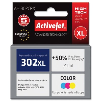 ActiveJet Wkład atramentowy AH-302CRX Zamiennik HP 302XL F6U67AE) AH-302CRX Zamiennik HP 302XL F6U67AE) (AH-302CRX Zamiennik HP 302XL (F6U67AE))