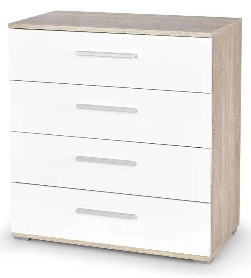 Minimalistyczna komoda Kaloe C4 - biała + dąb sonoma