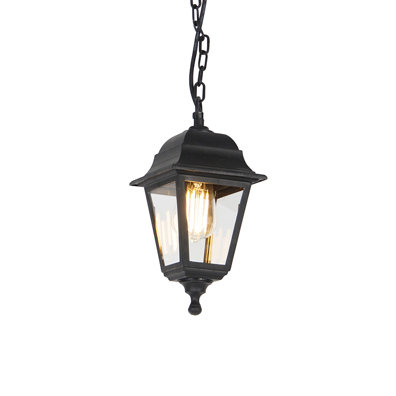 QAZQA Klasyczna zewnętrzna lampa wisząca czarna IP44 - Capital