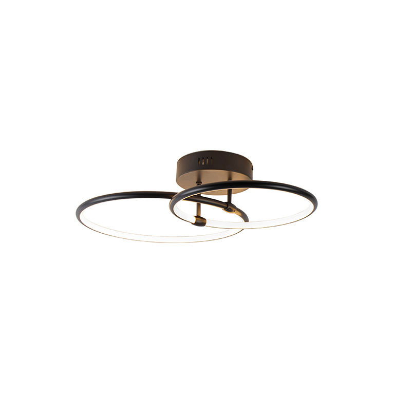 QAZQA Designerska lampa sufitowa czarna z 3-stopniowym ściemnianiem LED - Joaniqa