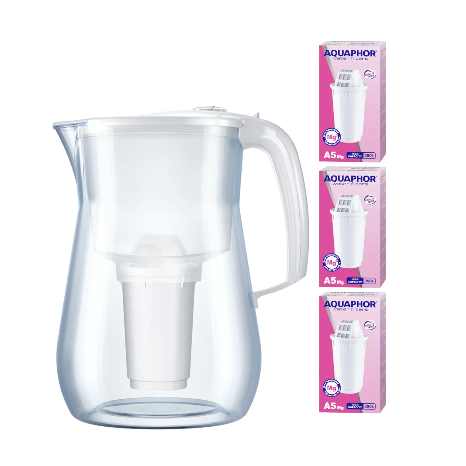ZESTAW PROMOCYJNY! Dzbanek filtrujący Aquaphor PROVENCE 4.2l Biały + 3 filtry A5 MG