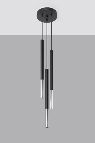 Sollux Lighting Lampa wisząca MOZAICA 3P czarny/chrom