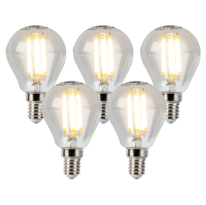 LUEDD Zestaw 5 x żarówka LED E14 filament kulka 5W 470lm 2700K ściemnialna