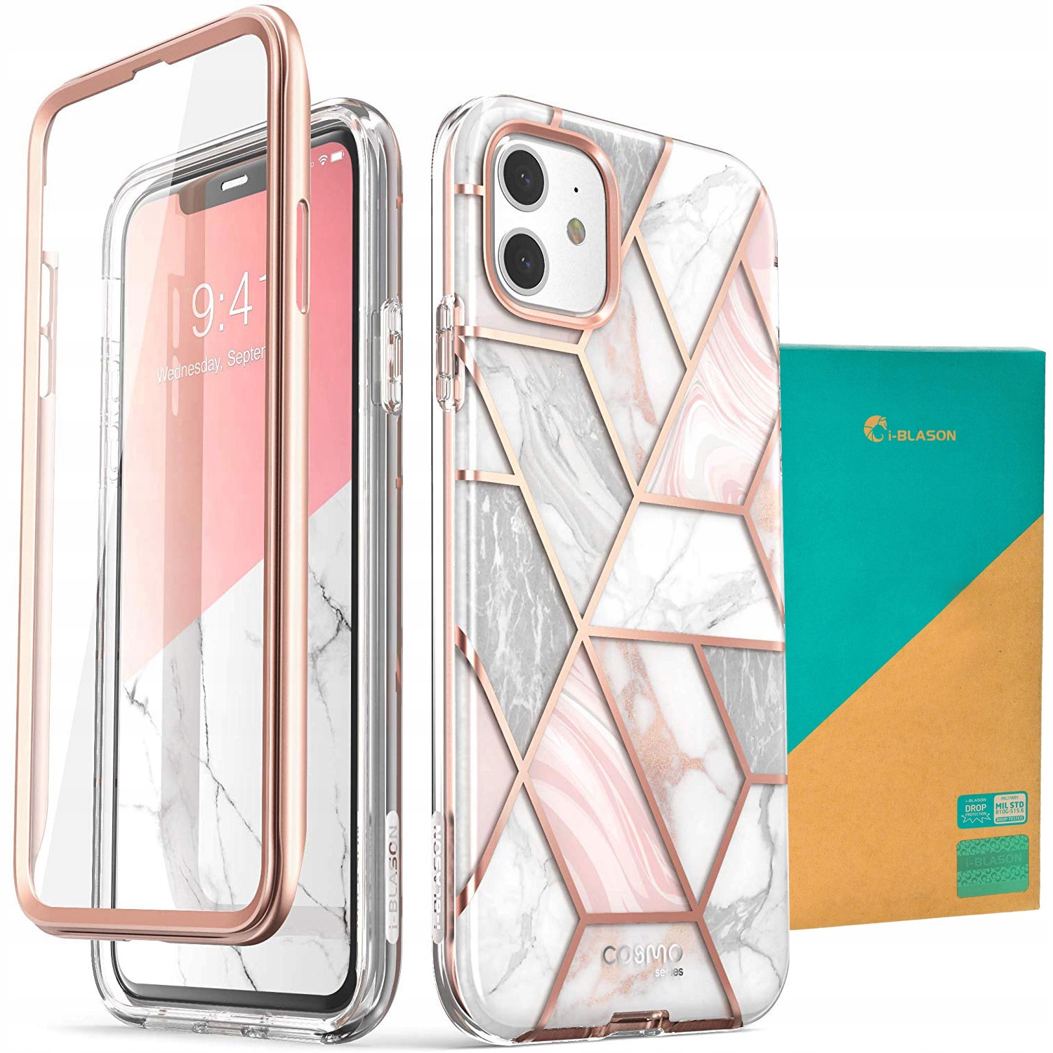 Supcase OUTLET: Etui pancerne i-Blason Cosmo iPhone 11, marmurowe różowe