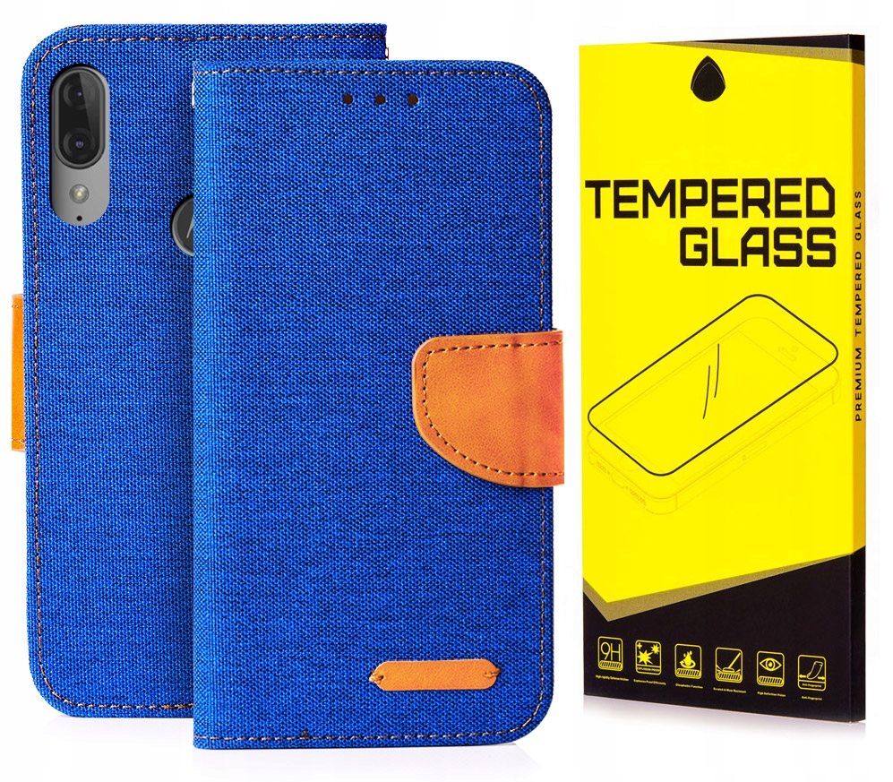 Etui Portfel Case Magnes Obudowa Szkło 9H do Motorola Moto E6 Plus