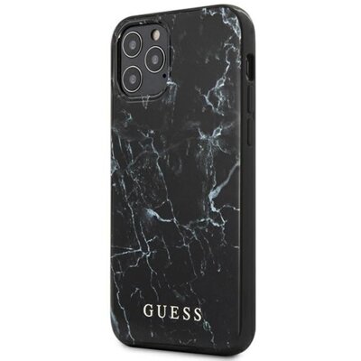 Guess Marble - Etui na iPhone 12 / iPhone 12 Pro czarny GUHCP12MPCUMABK