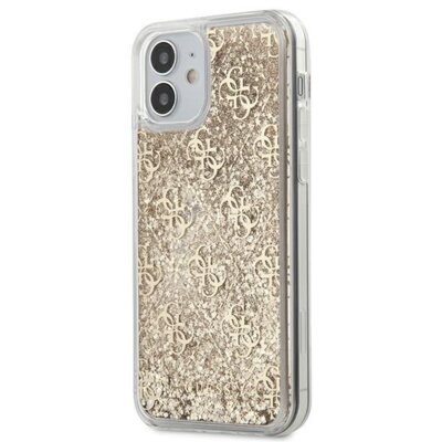 Guess 4G Liquid Glitter - Etui na iPhone 12 Mini złoty GUHCP12SLG4GSLG