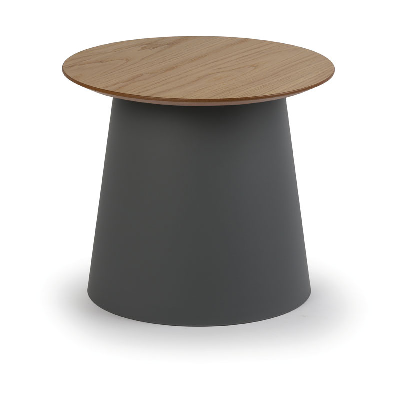 B2B Partner Plastikowy stolik kawowy SETA z drewnianym blatem, średnica 490 mm, szary 413019