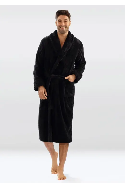 Męski puszysty szlafrok 130 czarny 5XL