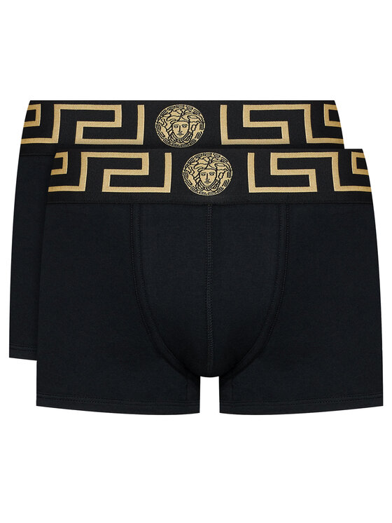 Versace Komplet 2 par bokserek Greca AU10181 Czarny