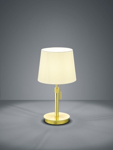 Trio Stojąca LAMPA stołowa LYON 509100108 nocna LAMPKA abażurowa do sypialni biała mosiądz 509100108