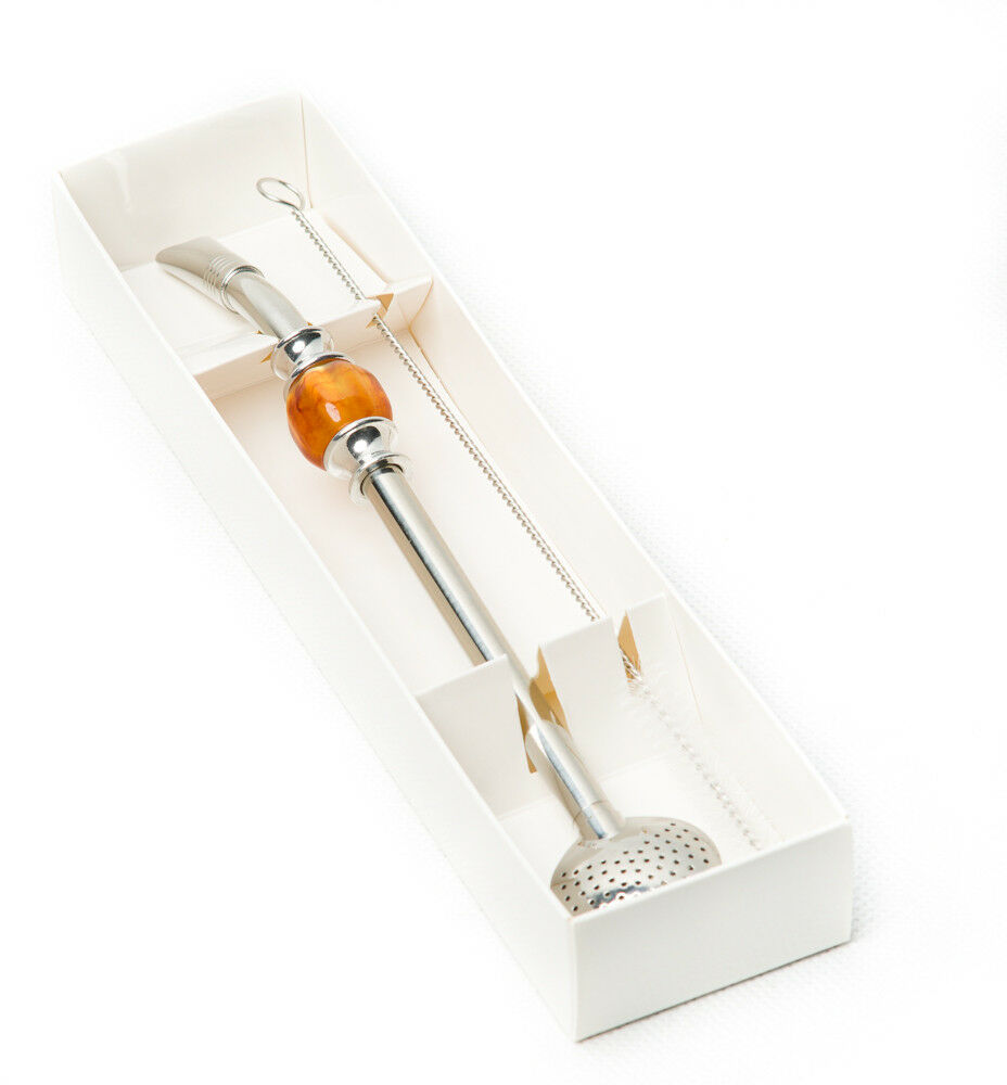 Bombilla Bola ze szczoteczką bursztynowa