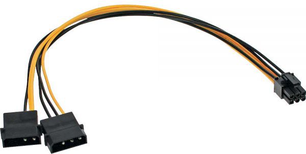 InLine Molex x2 - PCIe 6-pin, 0.3m, Żółty 26628