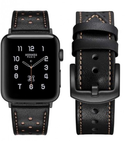 PASEK SKÓRZANY DO APPLE WATCH 1/2/3/4/5/6  38/40MM BLACK