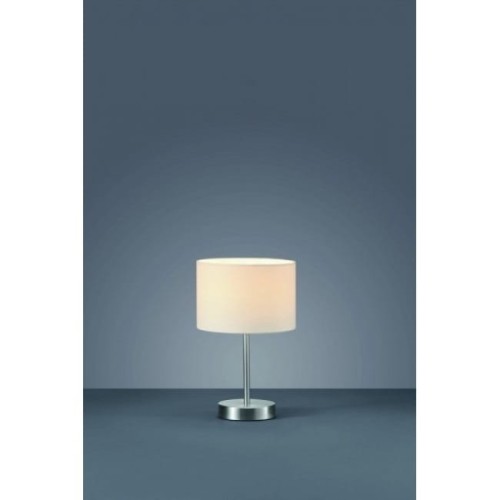 Trio Leuchten 501100101 lampka stołowa, matowy nikiel, abażur z białego tworzywa, bez źródła światła 1 x E14 maks. 40 W,  20 cm, wysokość 32 cm