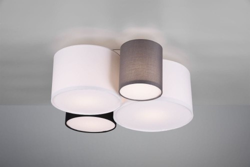 Trio Leuchten Lampa sufitowa Hotel, cztery tekstylne klosze
