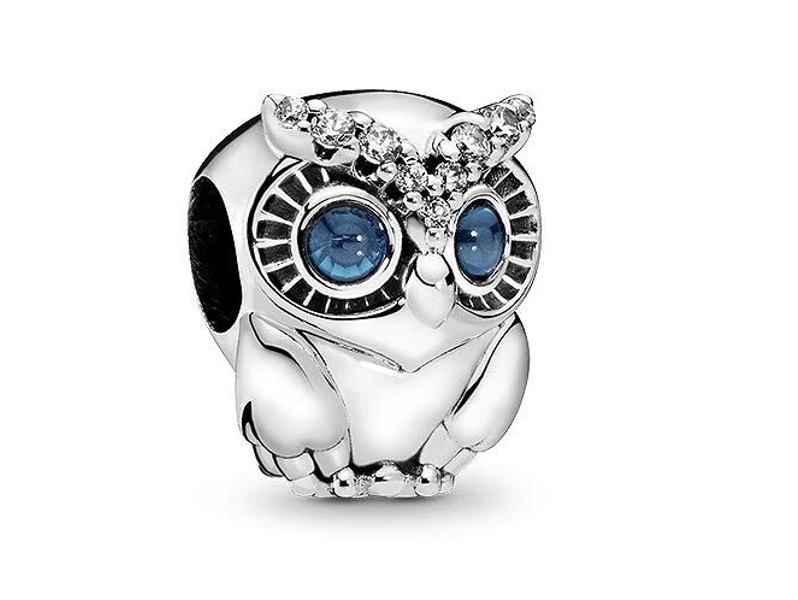 Pandora Valerio.pl Rodowany srebrny charms do sowa sówka ptak bidr owl cyrkonie srebro 925 GS049 GS049