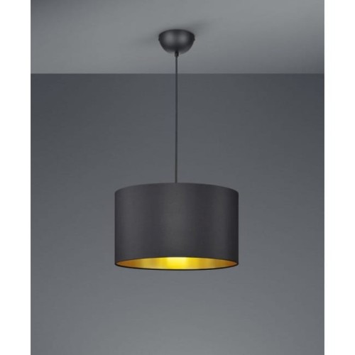 Trio LAMPA wisząca HOSTEL 308200179 abażurowa OPRAWA okrągły zwis czarny złoty 308200179